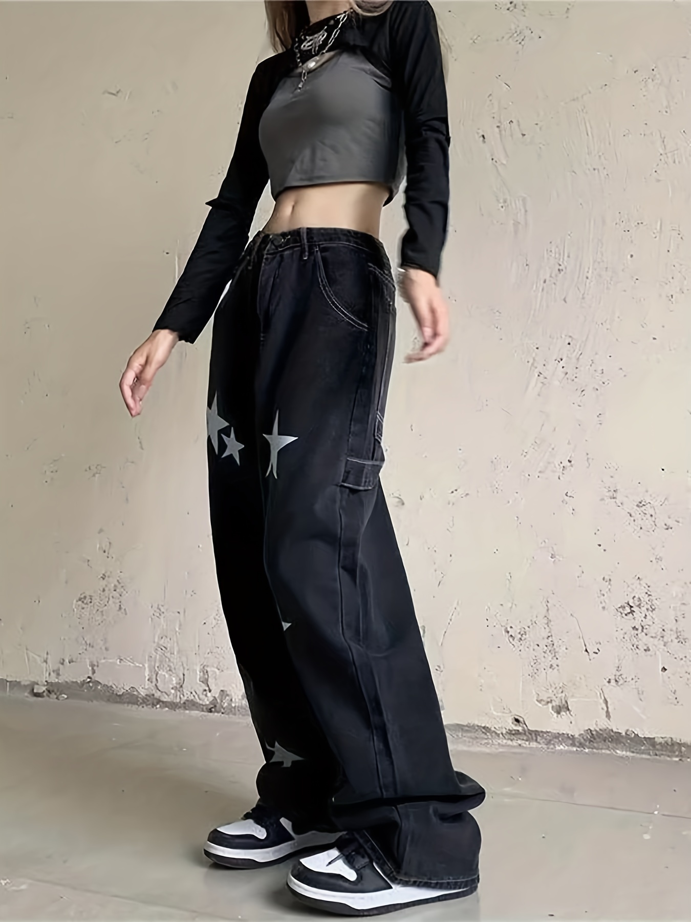 Indie Aesthetics E-Girl Vintage Trousers for Women Low Waist Flare