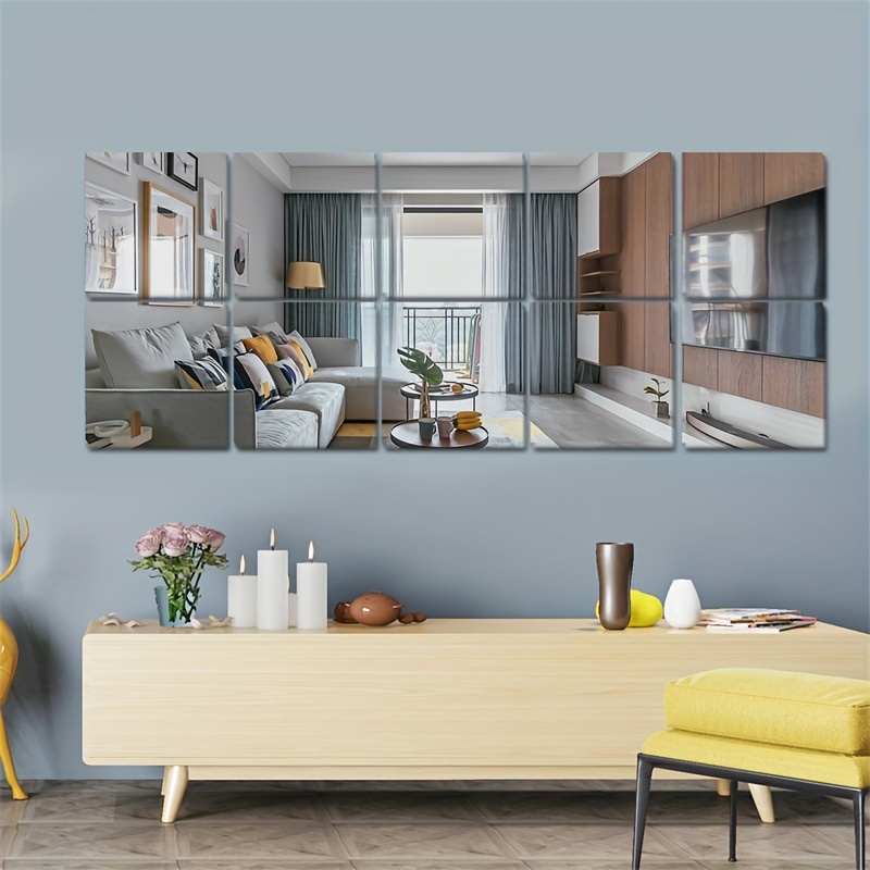 Pegatinas de pared con espejo de diamante para decoración del hogar,  Pegatina autoadhesiva 3D artesanal, calcomanía acrílica para sala de estar  y dormitorio, película de espejo artístico, azulejo