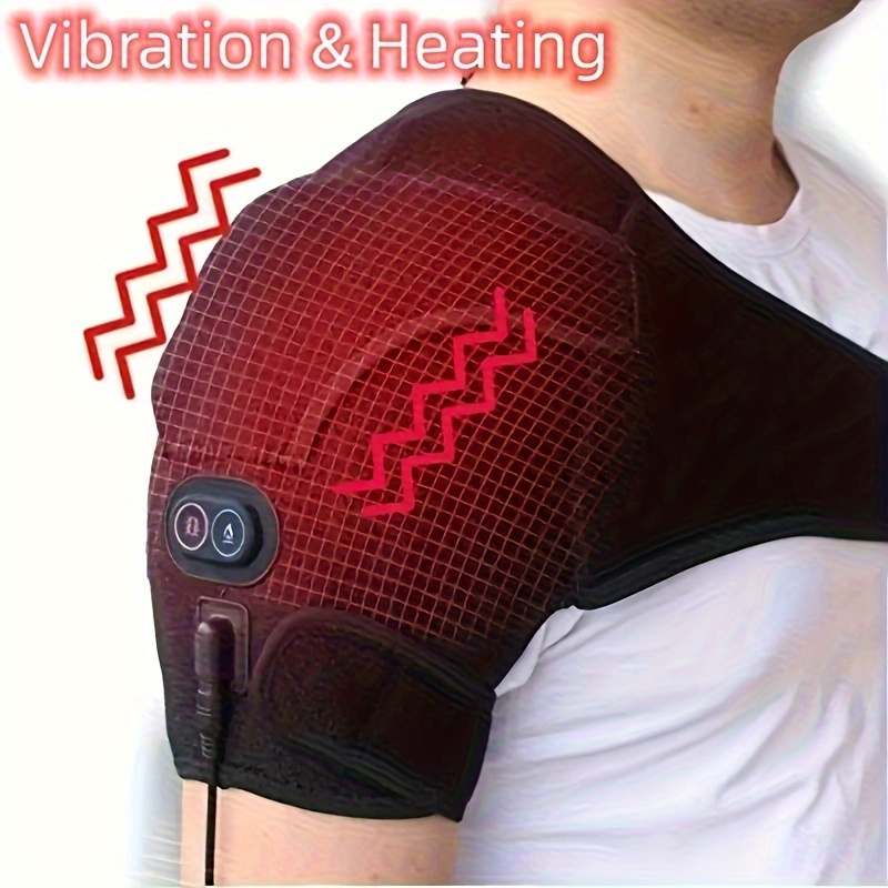 

1pc Strong Vibration Heated Shoulder Brace Wrap, Portable Electric Wireless Heated Pad Strap For Muscle Shoulder Compression Sleeve