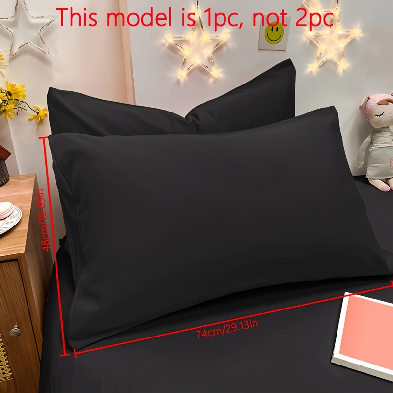 TEMU 1pc Brushed Solid Color Pillowcases (without Pillow Core), Soft & Breathable Pillowcases With Envelope Closure, Black Pillow Cover For Living Room Sofa Bedroom Decor