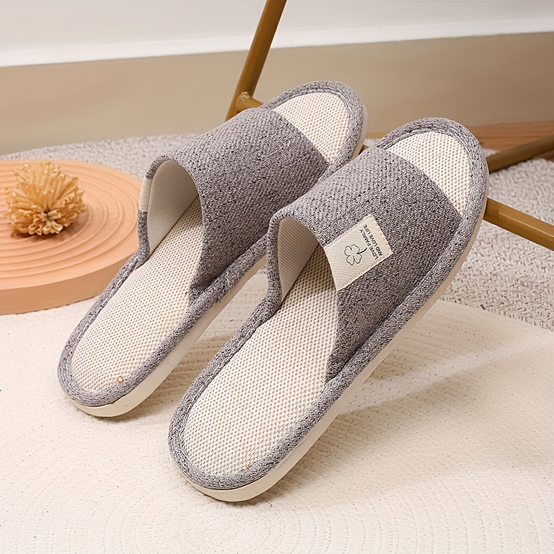 Slippers Men Big Sizes Linen Home Indoor House Slippers Women Soft Flat  Shoes