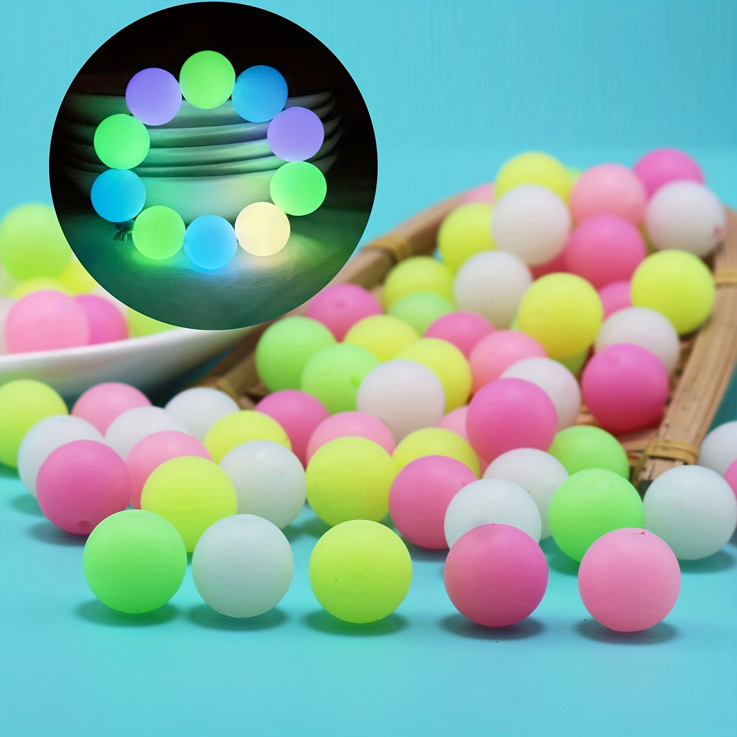 15mm Pink Glow In The Dark/Luminous Silicone Beads - Round