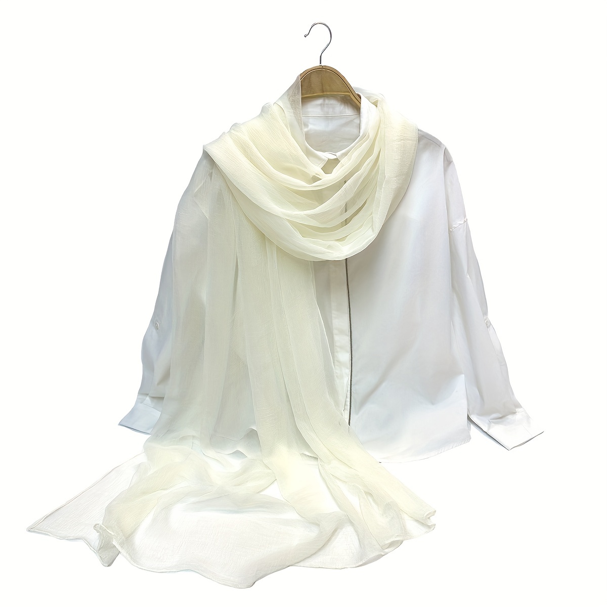Solid Crinkle Scarf Hijab Thin Shawl Breathable Head Wrap