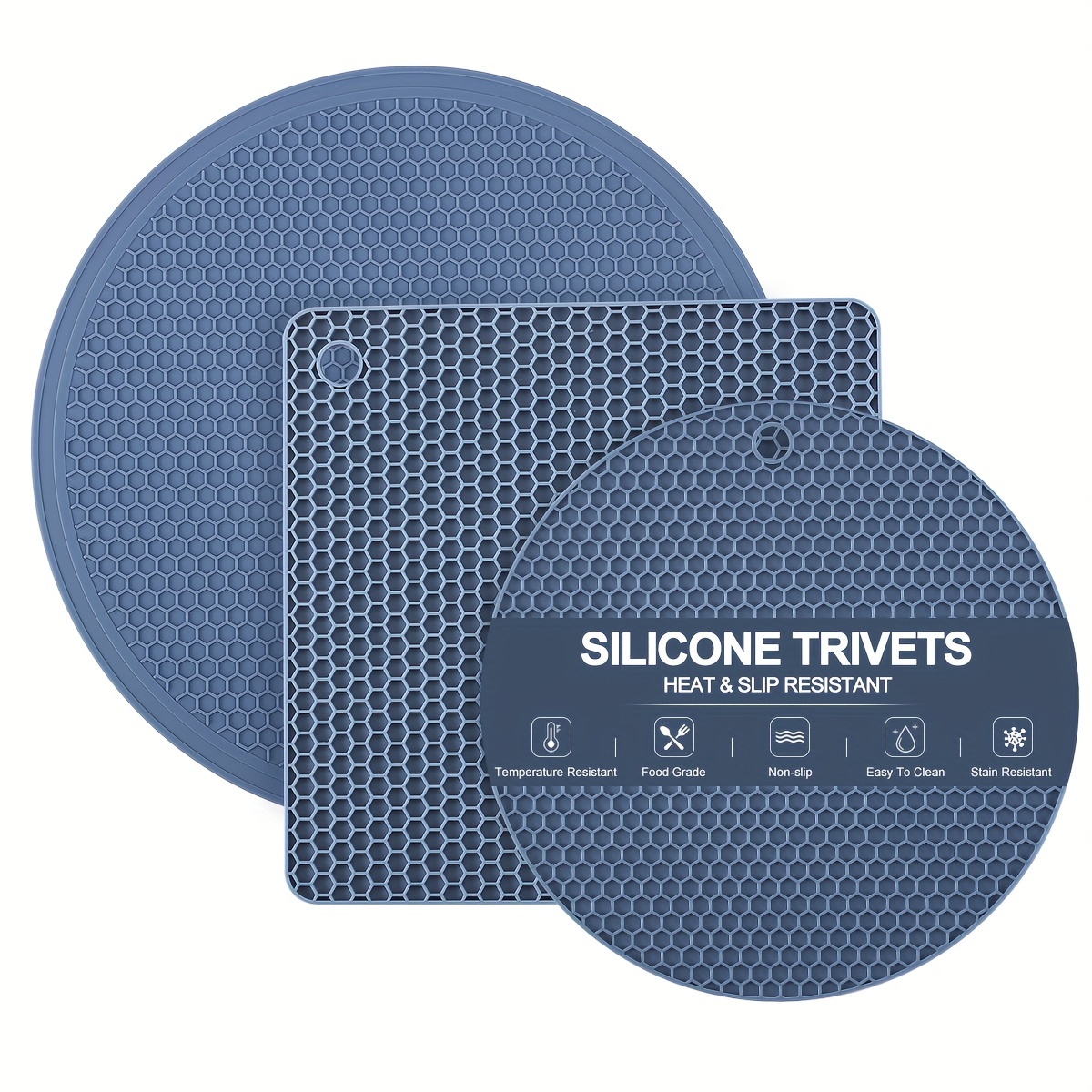 Silicone Trivet Mats-4 Heat Resistant Pot Holders,Multipurpose Non-Slip Hot  Pads