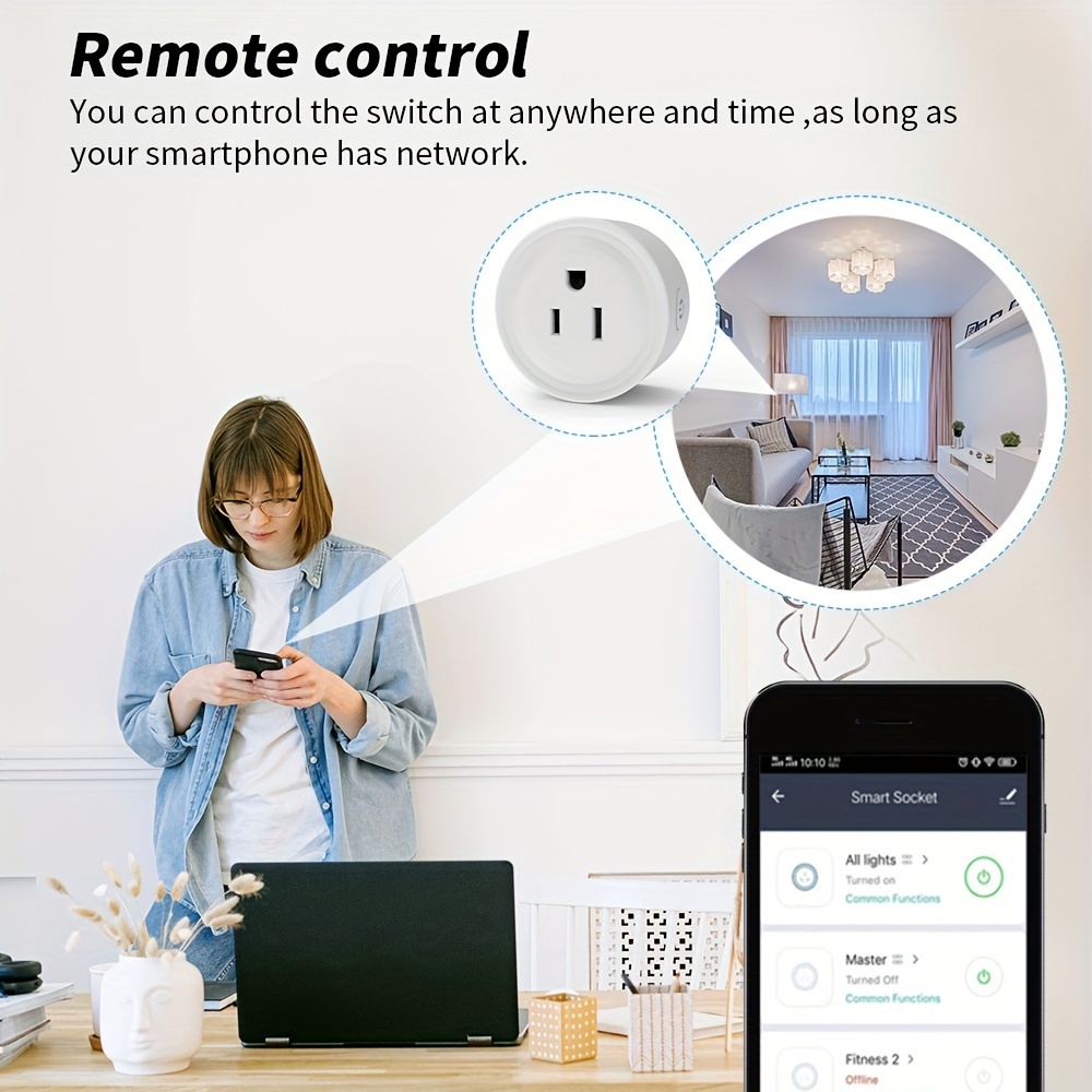1PC Wireless WIFI Smart Plug Power Strip with Energy Monitoring, Works with  Alexa and Google Home, 10A Wi-Fi Smart Socket AI Mini Smart For home Surge  Protector with Individually Controlled Smart Outlets 