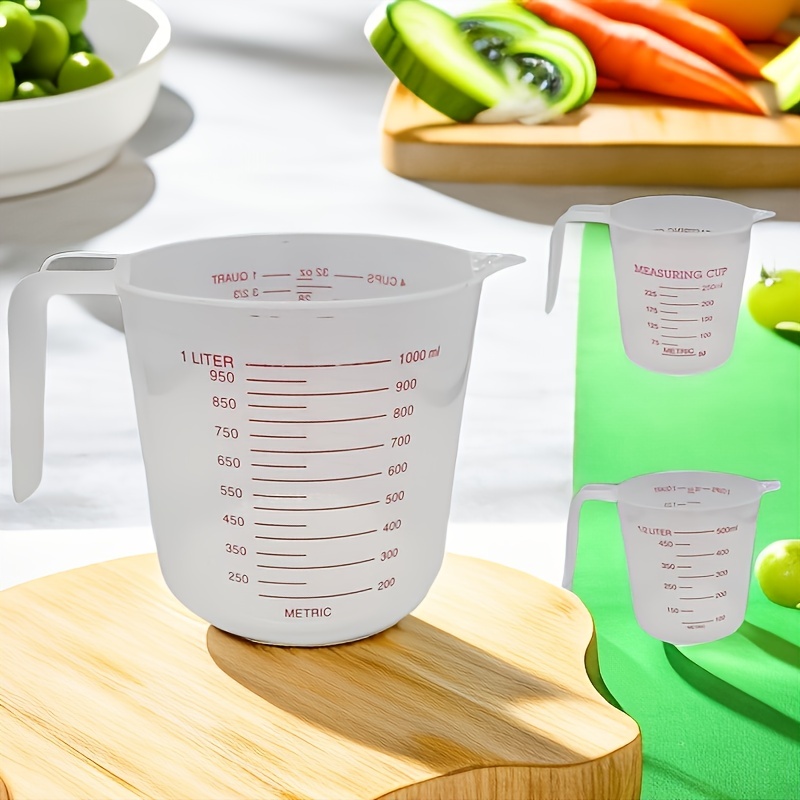 1-3pc Plastic Measuring Jug Set Stackable with Handle 1L 500ml 250ml  Kitchen Cup