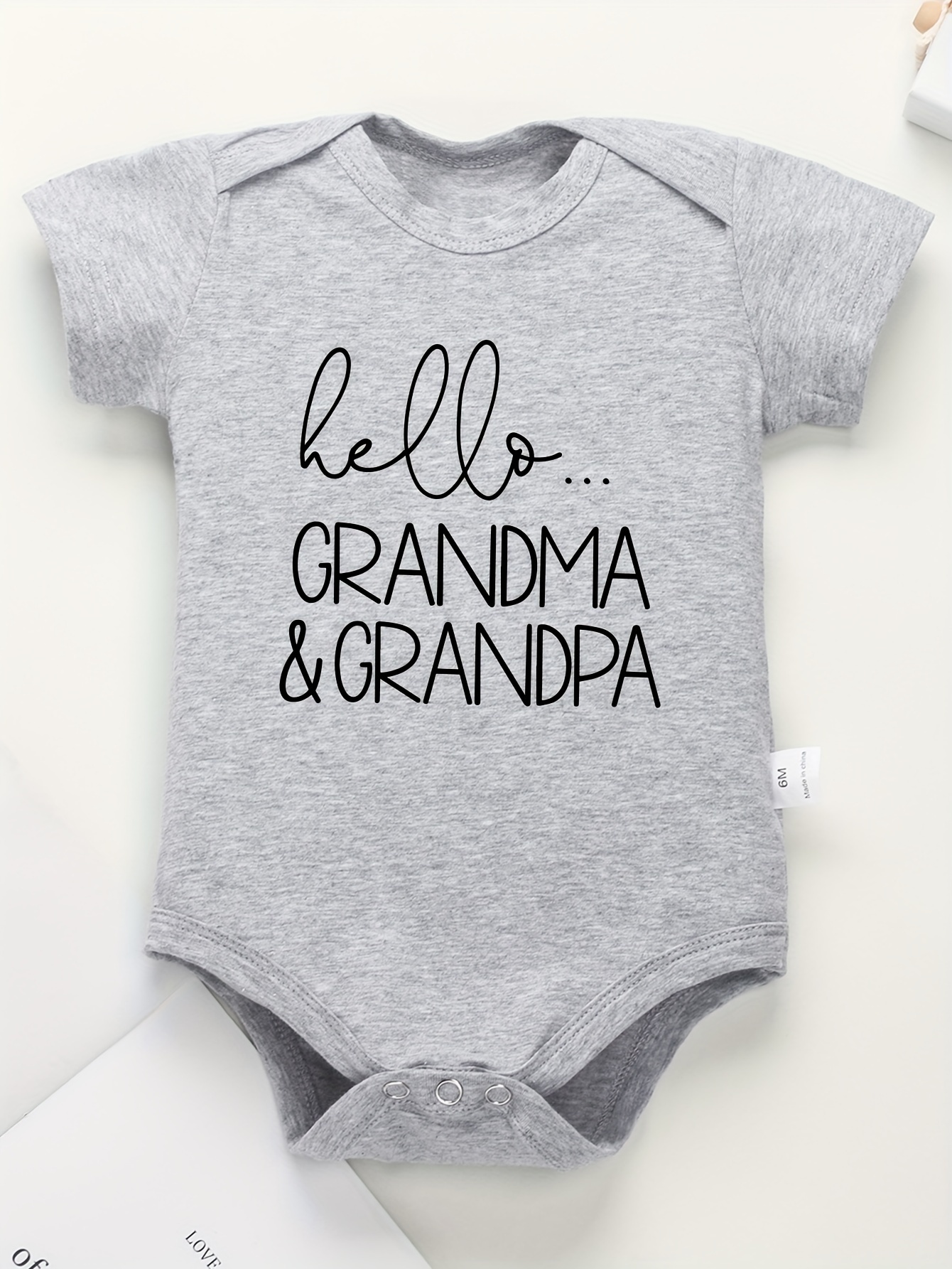 100% Cotton Baby Triangle Onesies  Hello Grandma Grandpa  - Temu