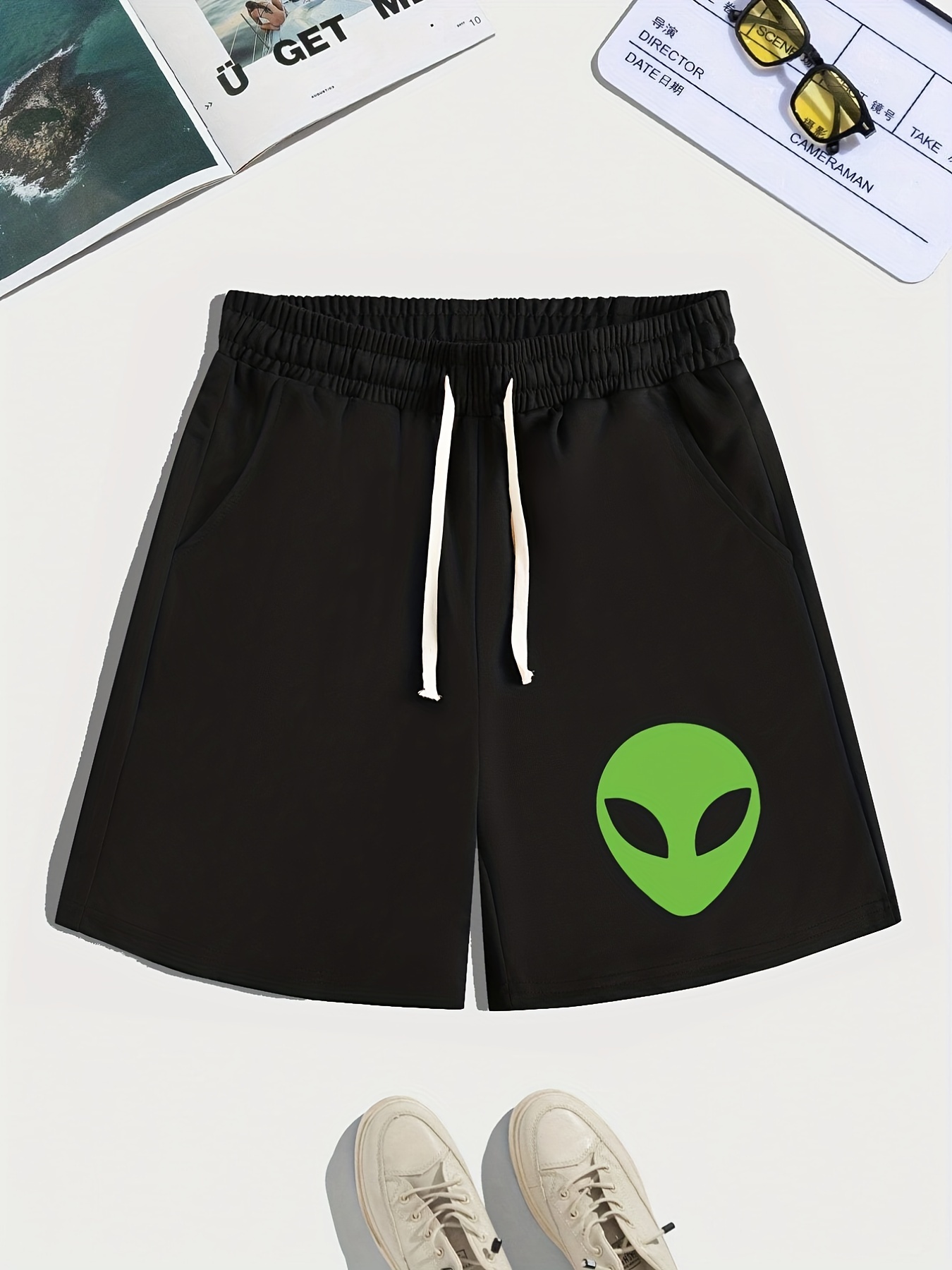 Pantalones Cortos Transpirables Estampado Alienígena Hombre - Temu Mexico