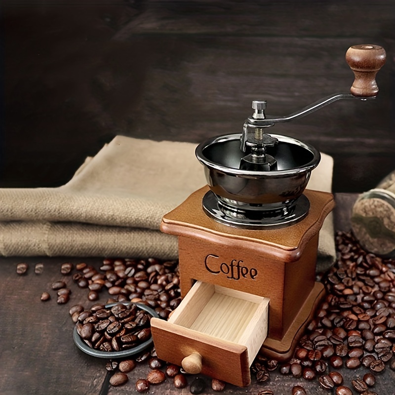 Wooden Classic Vintage Mini Manual Bean Grinder Press Pot Set Gift For  Helloween, Kitchen Coffee Utensils, Home Handheld Coffee Bean Grinder Gift  Box Set, Thanksgiving Halloween Christmas Party Favors Coffee Maker  Accessories 