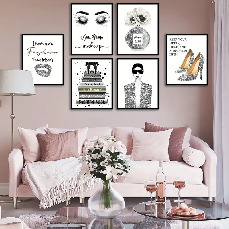 chanel big pictures for bedroom wall decor pink white black and gray