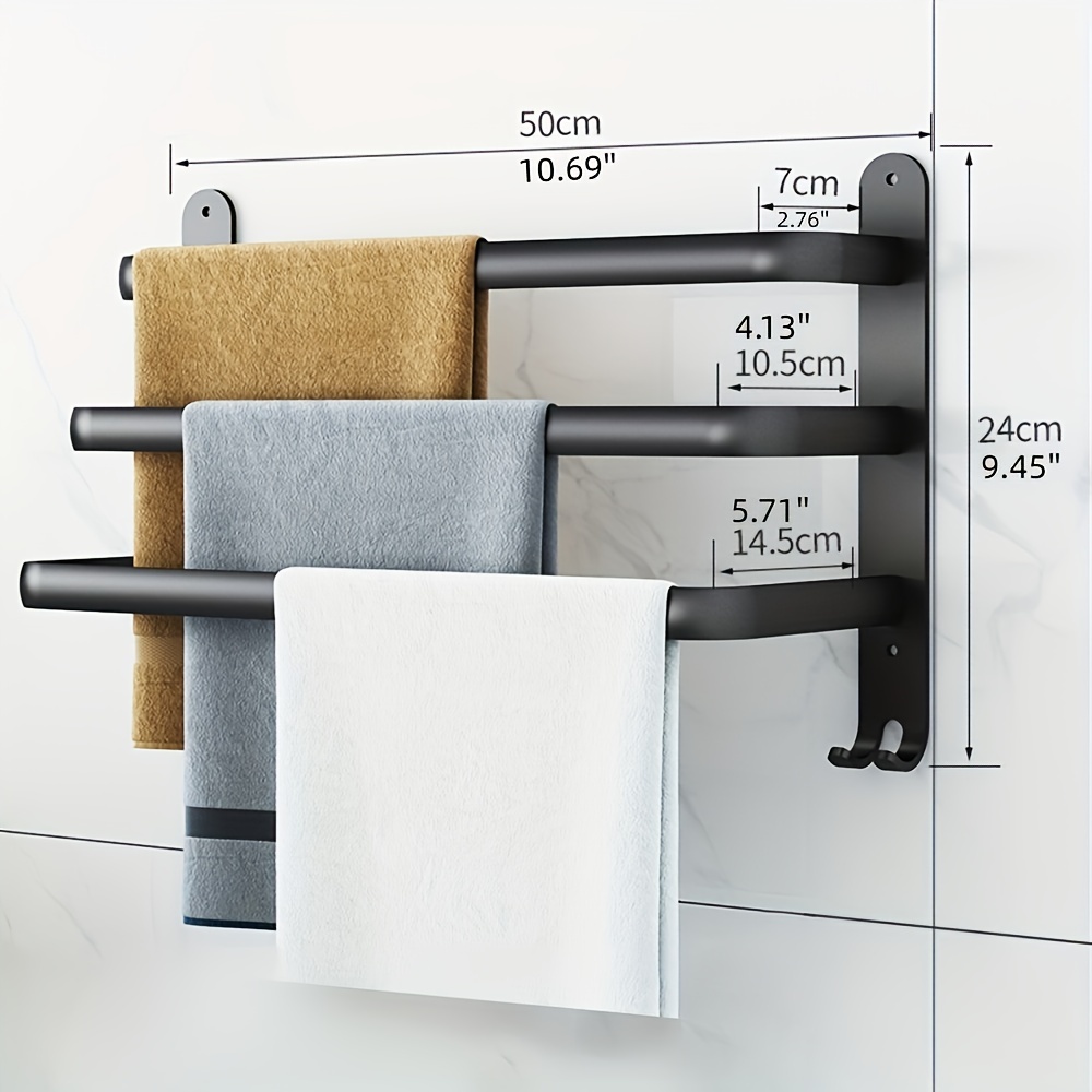 Towel Rack For Bathroom Wall Mounted 3 Tier Metal Bath Towel - Temu