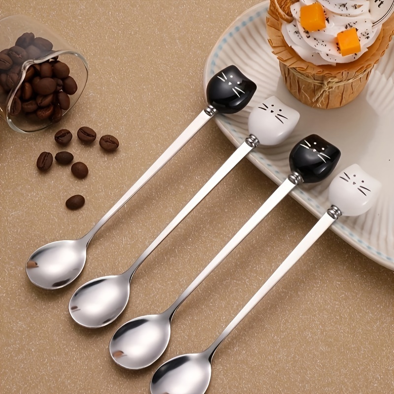 

1/2pcs Cute Cat Coffee Spoon, Suitable For Kitchen, Restaurant, Dormitory, Outdoor Dinner Party, Perfect For Ice Cream, Tea, Soup & More
