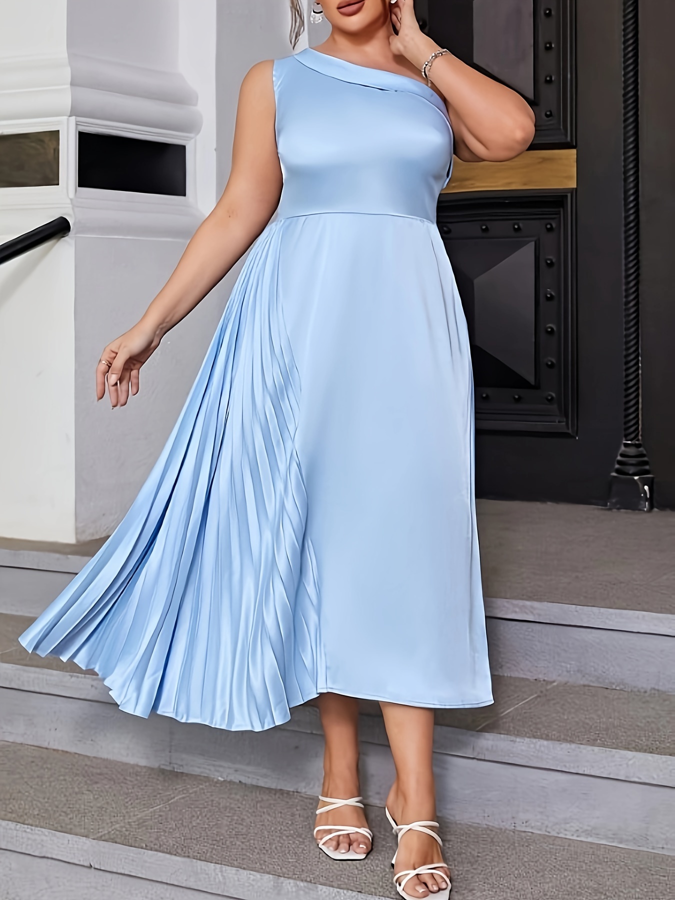 Light blue cocktail shop dress plus size