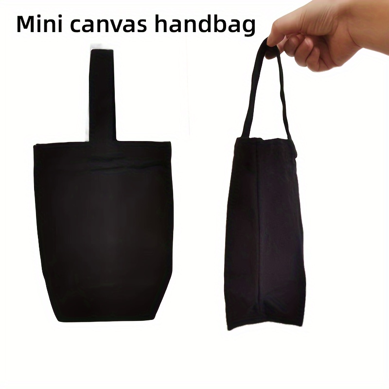 

Black And White Solid Canvas Handbag Simple Shopping Bag Women's Mini Canvas Bag Blank Graffiti Bag With Gift Bag Lightweight Student Handbag
