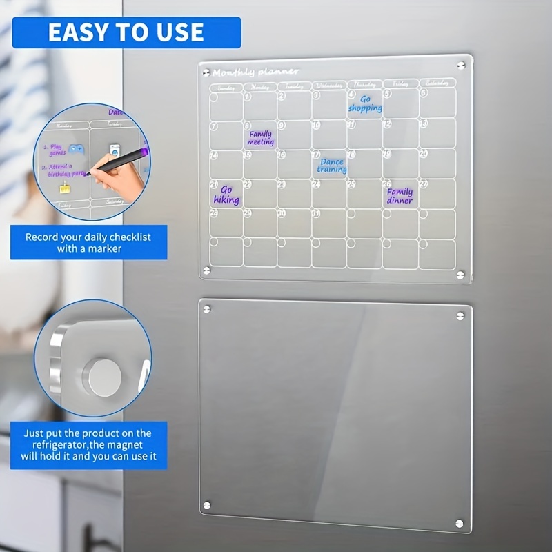 Calendario Borrado En Seco Magnético Acrílico 2 Piezas - Temu