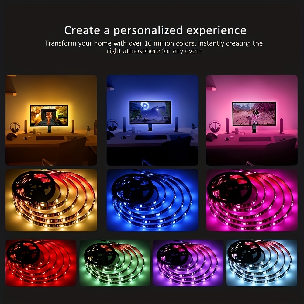 30m/98.4ft 5V LED Strip Set 5050 RGB Colorful 24-Key IR BT Controller TV Background Ambient Light, Suitable for Living Room, Bedroom Neon Light Flashing, Flexible Cabinet Light Home Office Decoration
