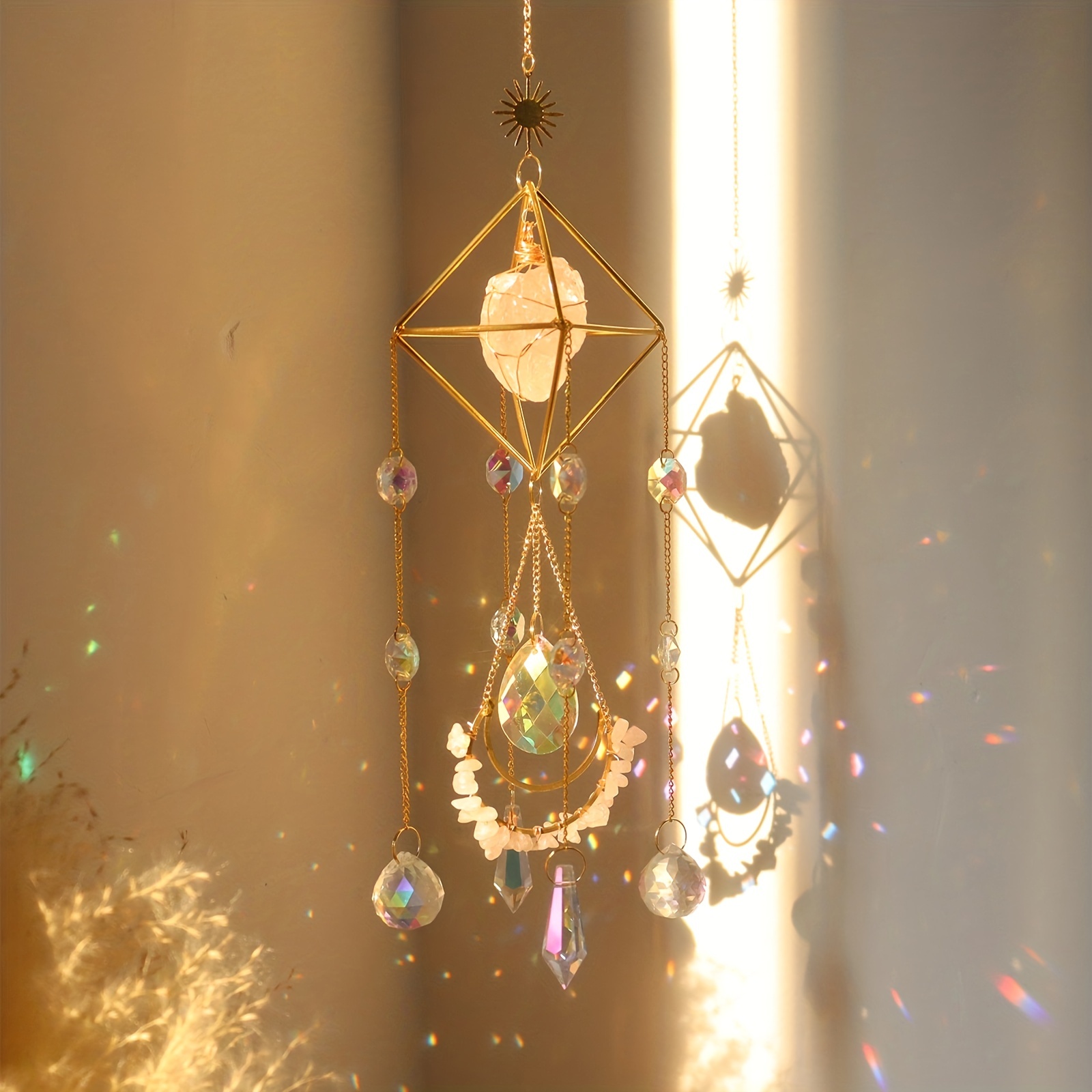 Crystal Sun Catchers Sun Catcher With Natural Stones - Temu