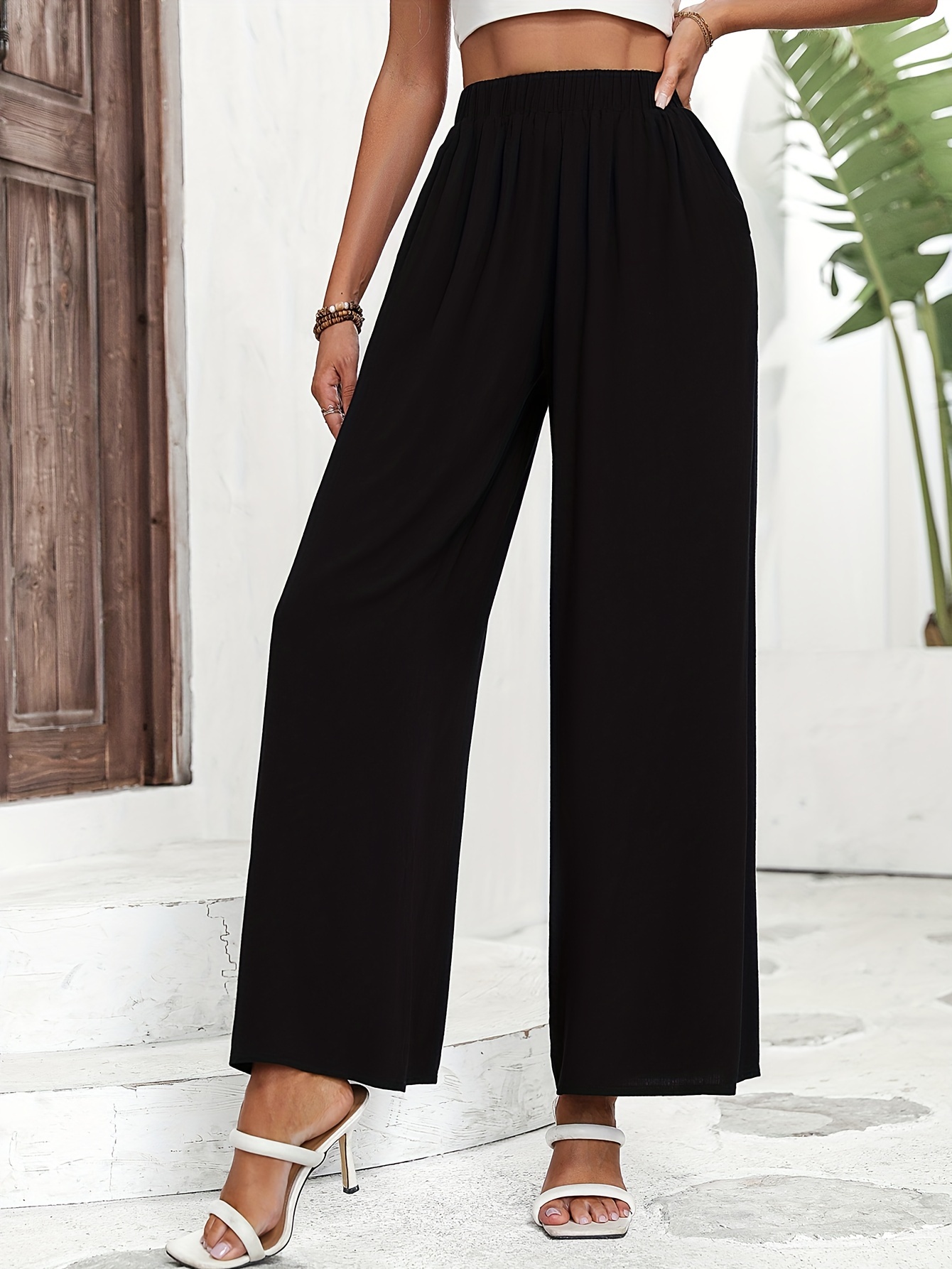 Pantalones Anchos De Mujer - Moda Para Mujer Casual Cintura Alta
