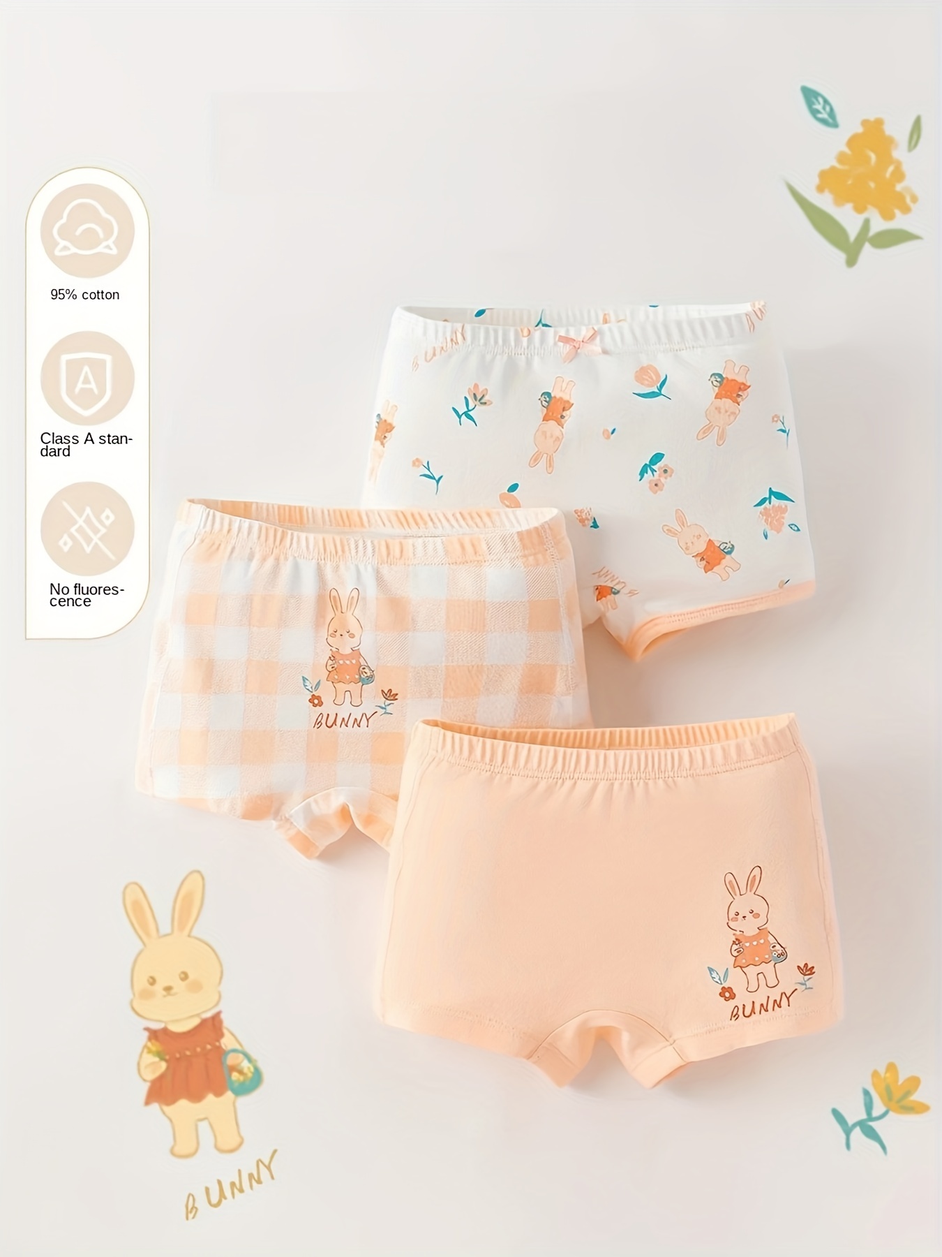 Toddlers Girls Cute Underwear 95% Cotton Cute Animal Pattern - Temu