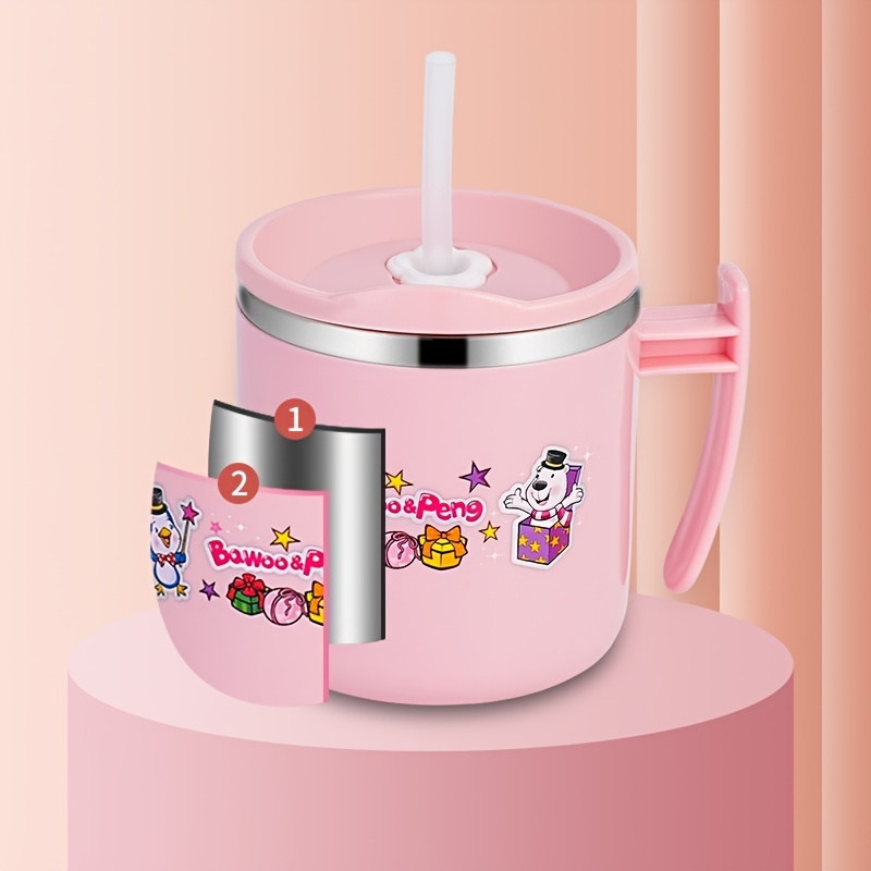 304 Stainless Steel Straw Cup: Kids' Milk Cup with Anti-Fall Protection &  Measurement Scale