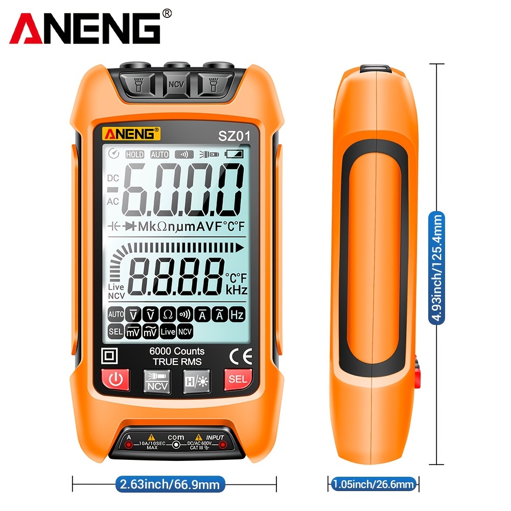 Achetez ANENG SZ19 Tester Multimètre Numérique Mesure Rapidement Avec  Précision 6000 Comptes DC / Capacité de Tension AC Metter Metter Diode  Tester - le Noir de Chine