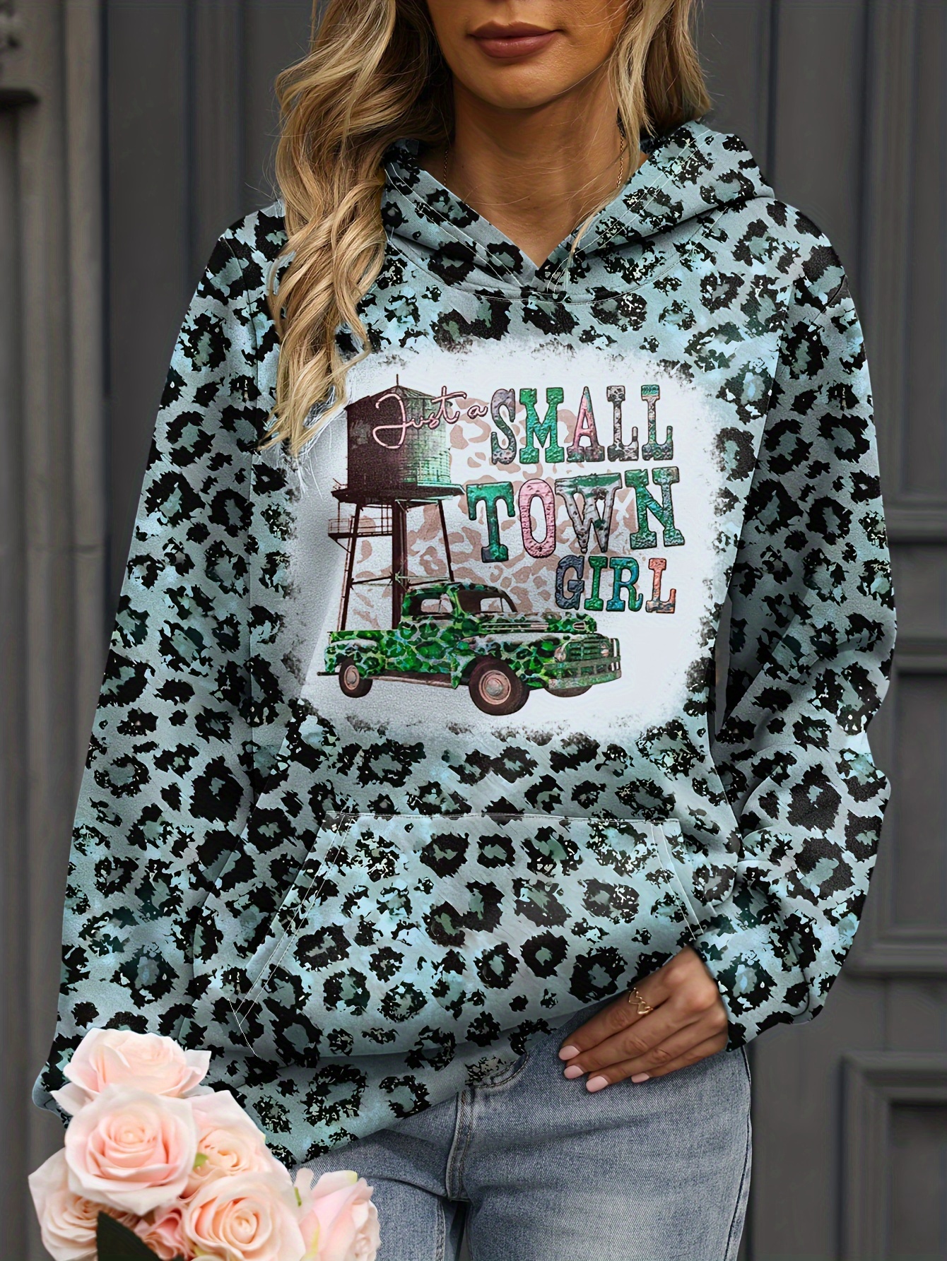 Famulily Women's Casual Pullover Hoodie Long Sleeve Leopard Print