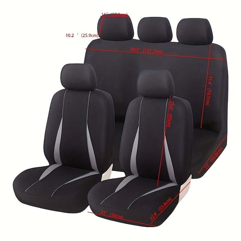 9pcs Seat Covers Safe for Air Bags Various Grey Red