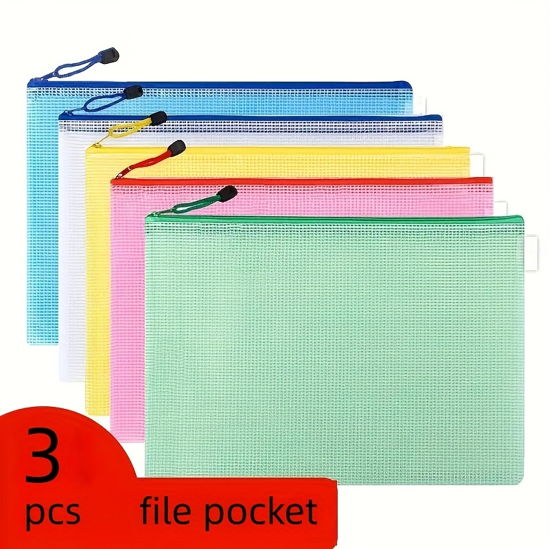 Mesh Zipper Pouch, A4 Letter Size Mesh Bags With Zipper, Document Bags,  Plastic Envelopes Zip File Folders, Storage Bags For Organization, Travel,  File Jackets & File Pockets - Temu
