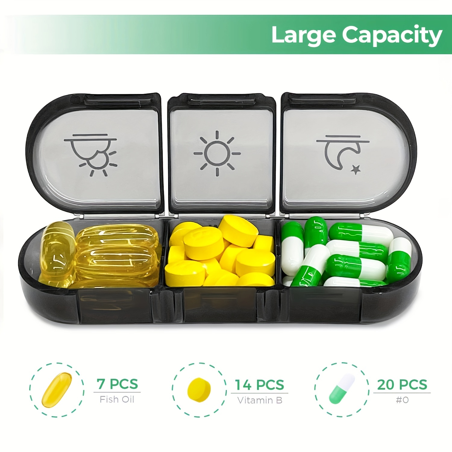 Pill Box 7 Days Organizer 21 Grids 3 Times Portable Travel Large Compartments
