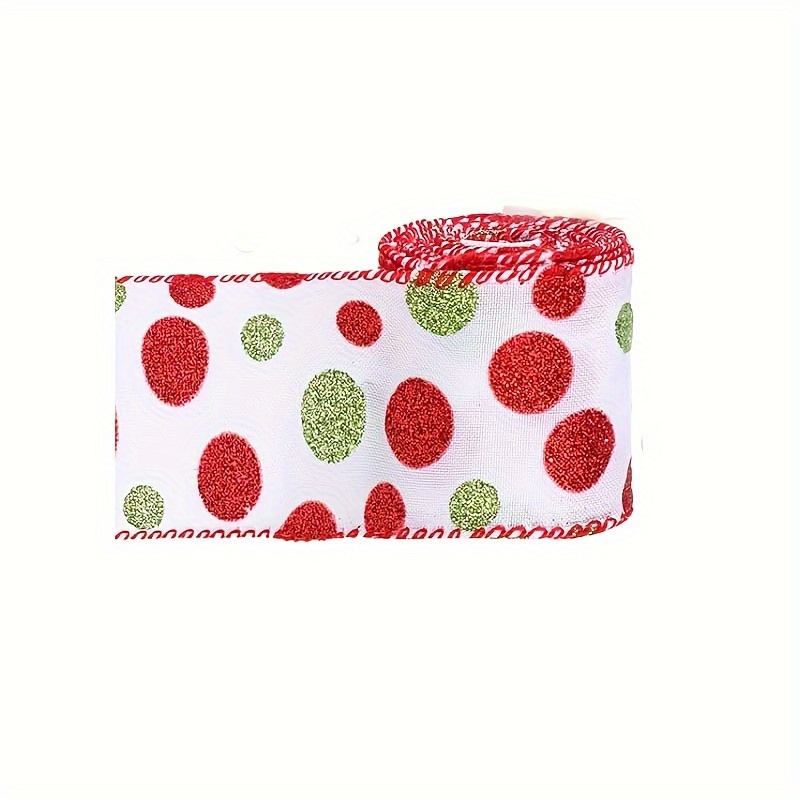 3 Rolls Christmas Wired Ribbon Red and Lime Green Christmas Wrapping Ribbon  2.56 in Wide Polka Dot Swirl Fabric Ribbons Xmas Decorative Ribbons for