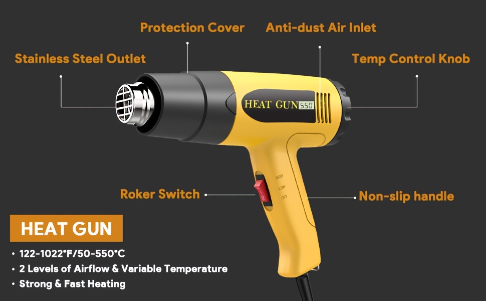 Heat Gun With Side Digital Display Adjustable - Temu