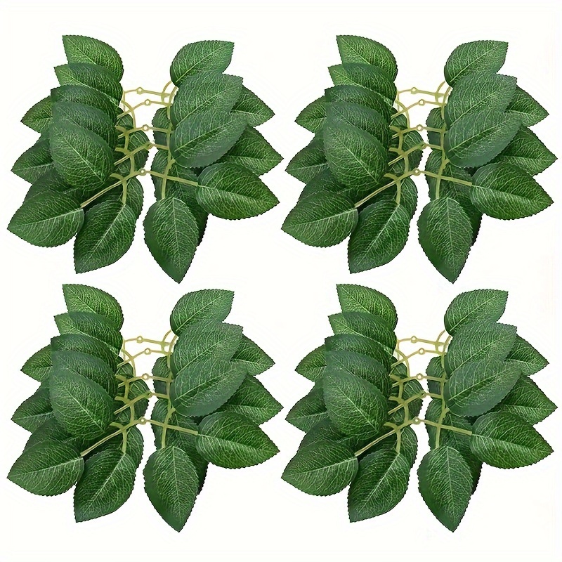 20pcs, Realistic Rose Leaves for Wedding Flower Arrangements - Silk  Screened Green Grass Leaves for Stunning Decor