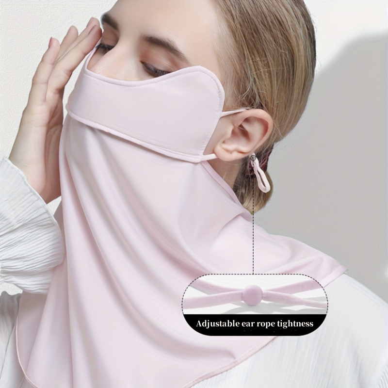 Uv Protection Solid Sunshade Ice Silk Face Mask Eye Corner - Temu