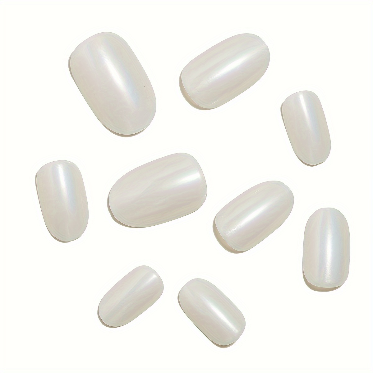 24pcs mid length oval shape press on nails solid color fake nail full cover nails for women details 5