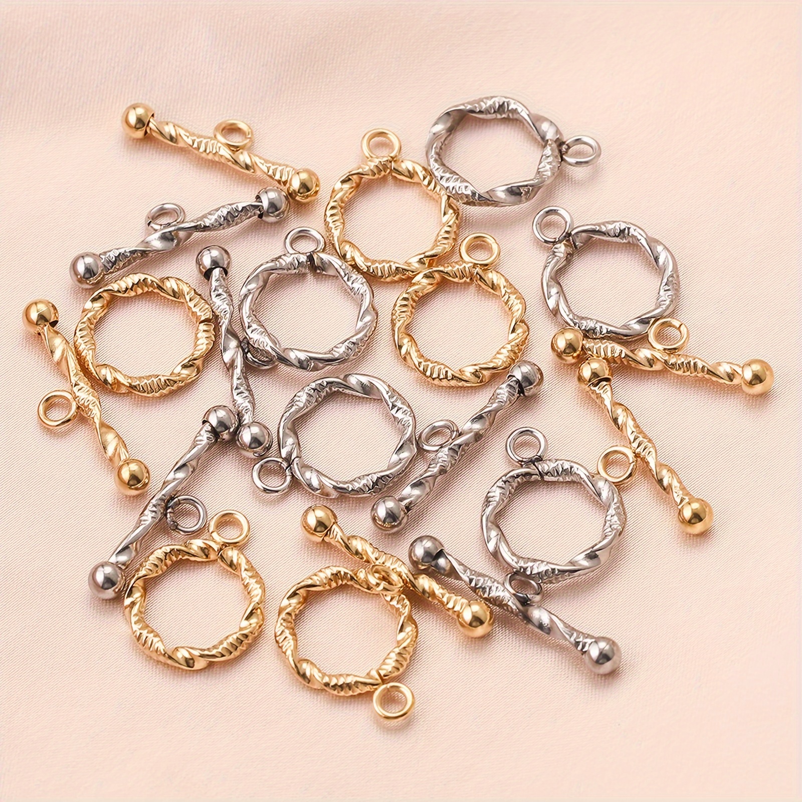 

5pairs, Stainless Steel Twist Ot Buckles, 18k Plated Color Preserving Jewelry Buckles, For Bracelet Necklace Making Materials