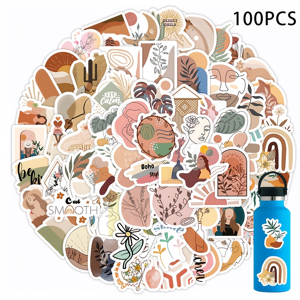 Cute Preppy Stickers 50 Pcs, Pastel Inspirational Stickers, Waterproof  Vinyl Aesthetic Stickers for Water Bottles Laptop Computer Phone Guitar
