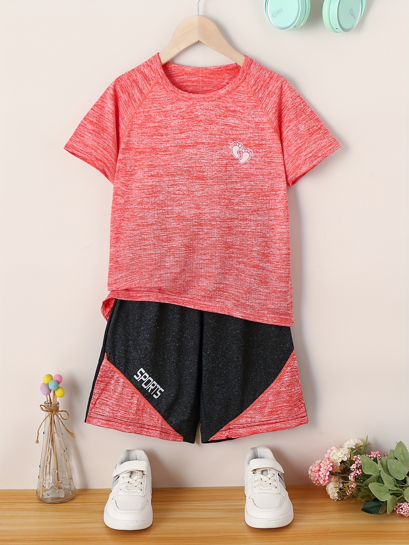 Girls Casual Sports Suits Quick Dry Workout Top Bottom Set - Temu