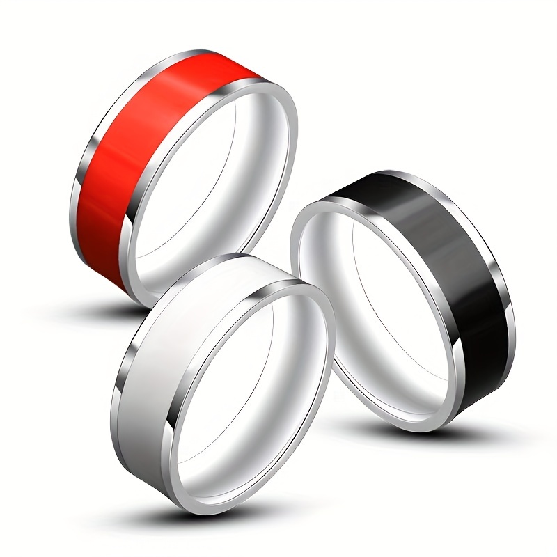 1pc Classic Red Gems White CZ Wedding Band Ring,Men Rings,Temu