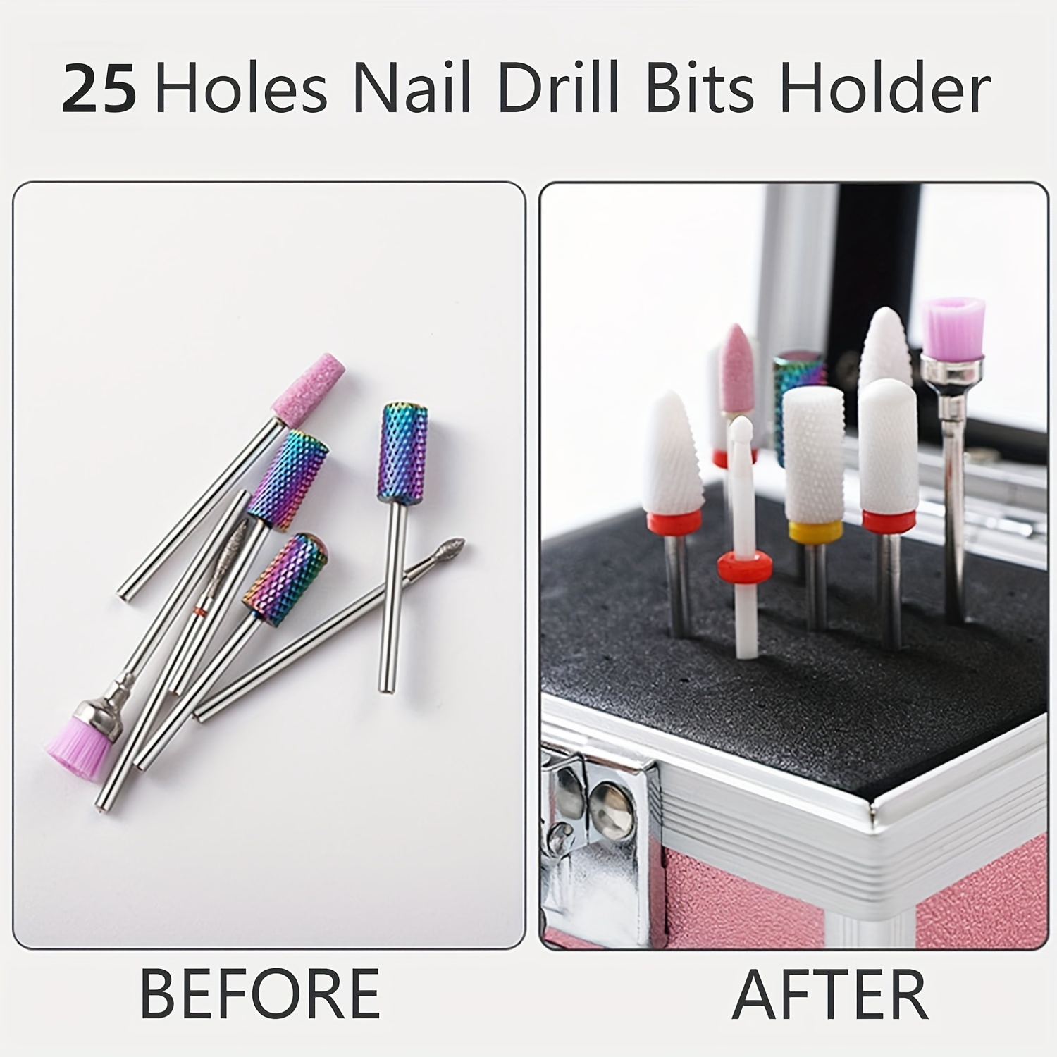 Aufbewahrungsbox Für Nagelbohrer – 30 Fächer, Wasserdicht, 13x3,9x6 Cm, Für Salon Und Zuhause