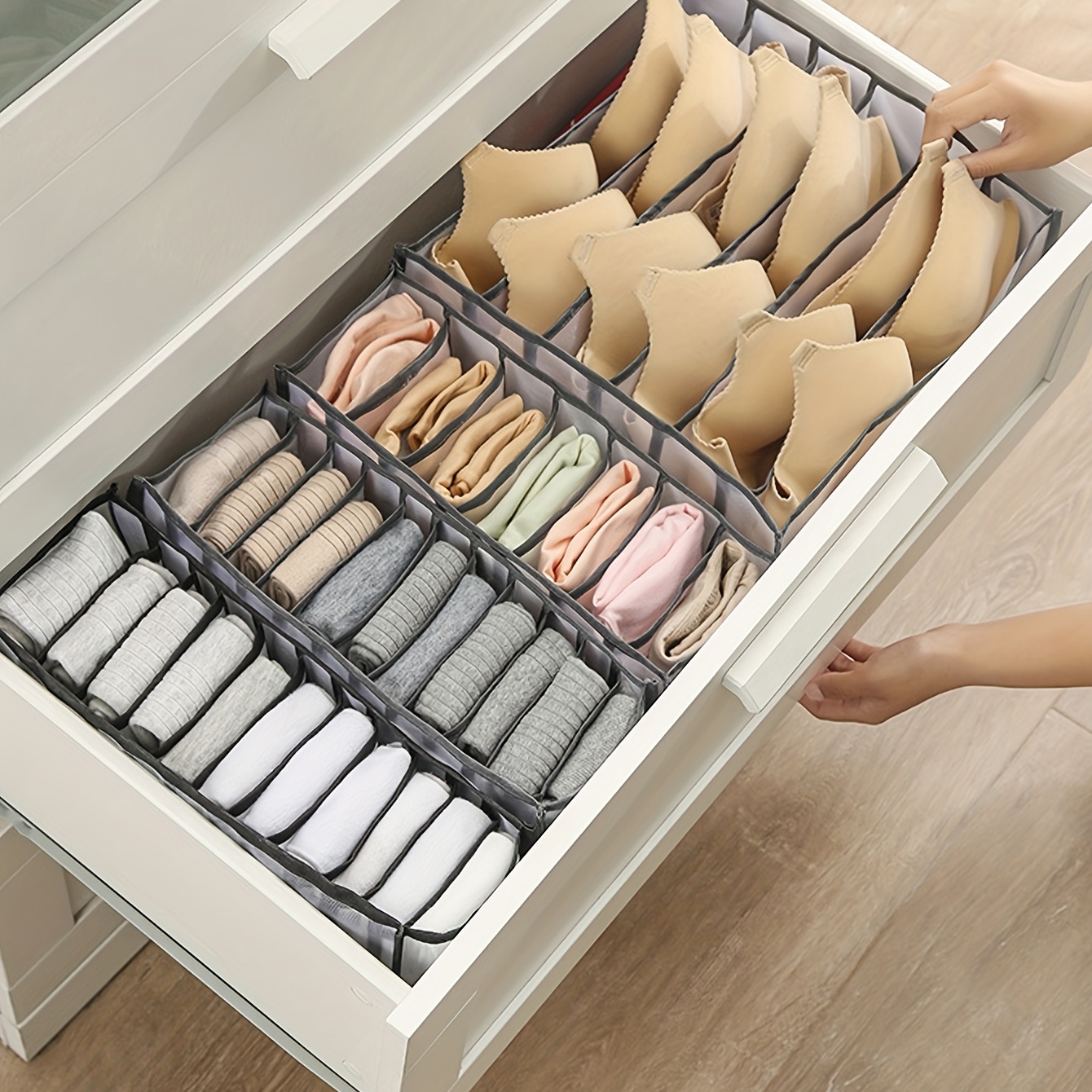 Caja de almacenamiento con compartimentos para ropa interior y calcetines -  Clikoutlet
