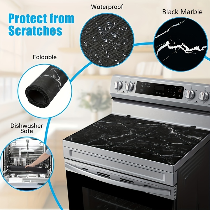Unique Bargains Stove Top Cover for Electric Stove, 16.5 x 11 Glass Stove Top Cover Black