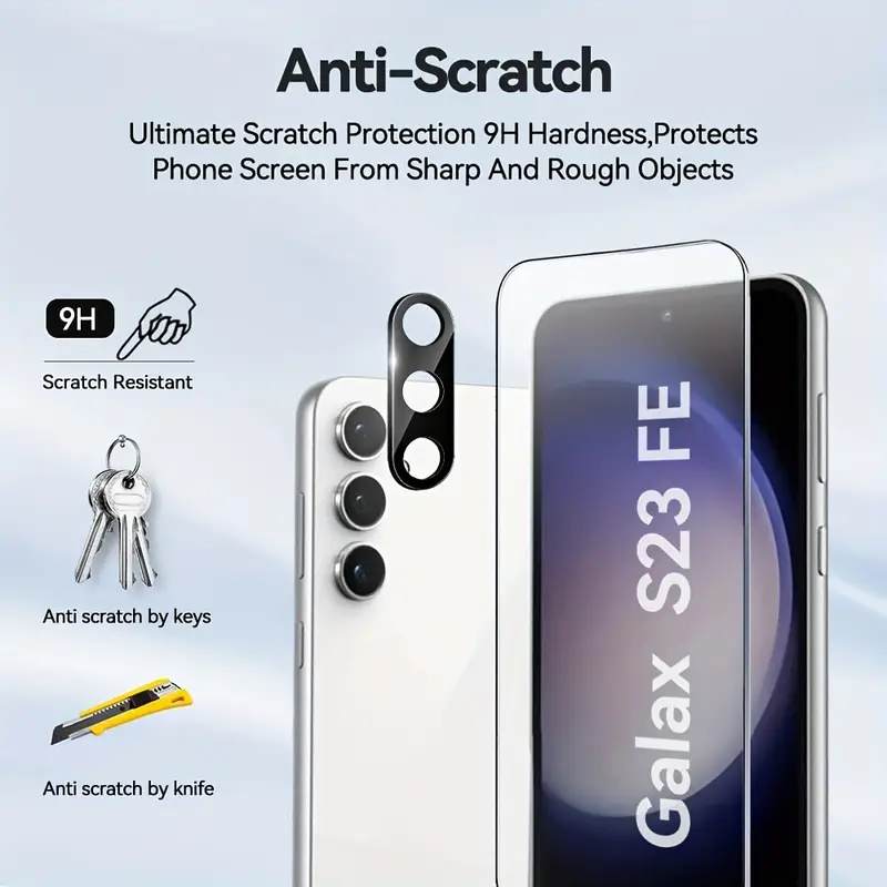 [3 + 2 Paquets] 3 Paquets De Protection D'écran Pour Samsung Galaxy S23 FE  5G Avec 2 Paquets De Protection D'objectif D'appareil Photo, Film En Verre