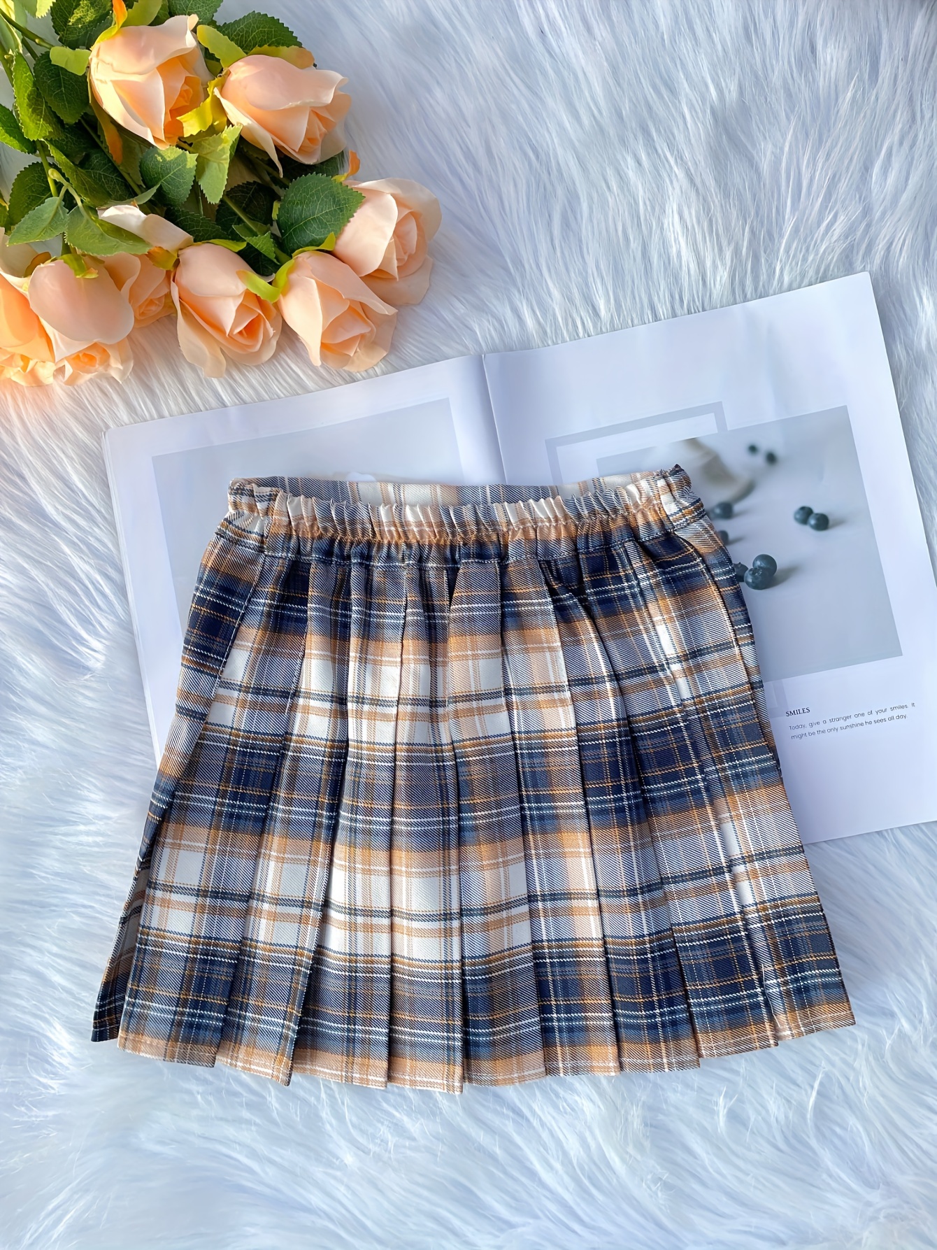 Girls' Sweet Preppy Style Plaid A line Skirt Cute Skirt - Temu