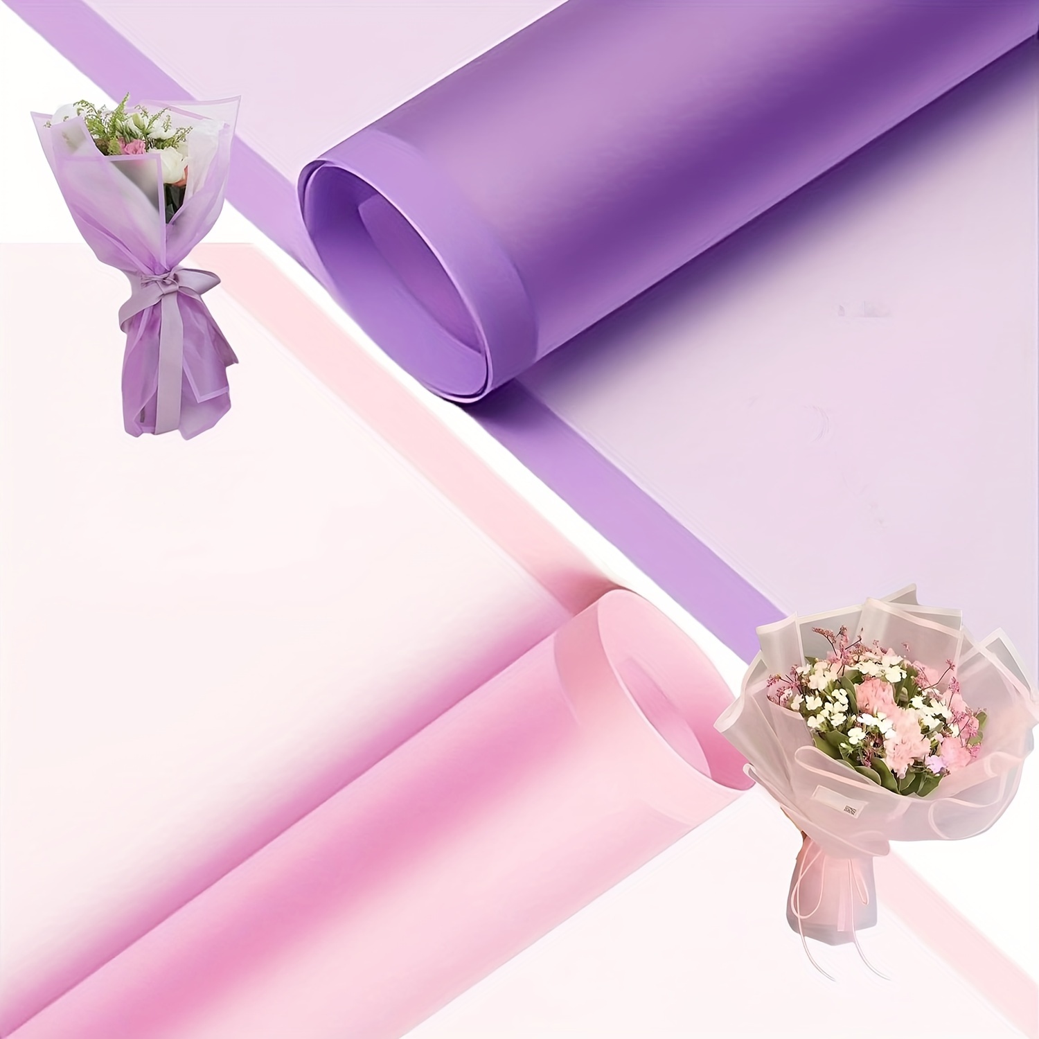 Unique Bargains Flower Wrapping Paper 30ft Floral Bouquet Waterproof  Packaging Cotton For Wedding Party Purple : Target