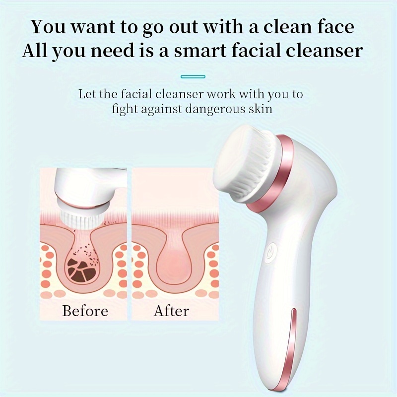 Cepillo de limpieza facial, limpiador facial eléctrico recargable, IPX-7,  limpiador giratorio impermeable para exfoliación, masaje y limpieza  profunda