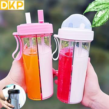 420ml 21 2oz 600ml dkp double drinking water bottle 14 8oz creative cup with straws for adults perfect for outdoors cycling camping hiking travel office gym and school