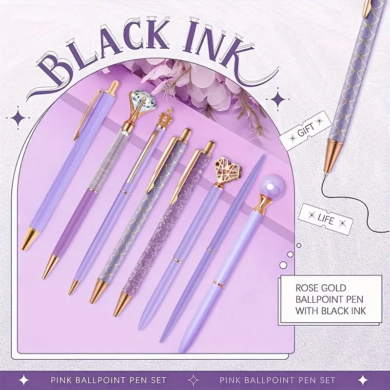 Purple Ballpoint Pen Set Metal Pen Fancy Pens Retractable - Temu Japan