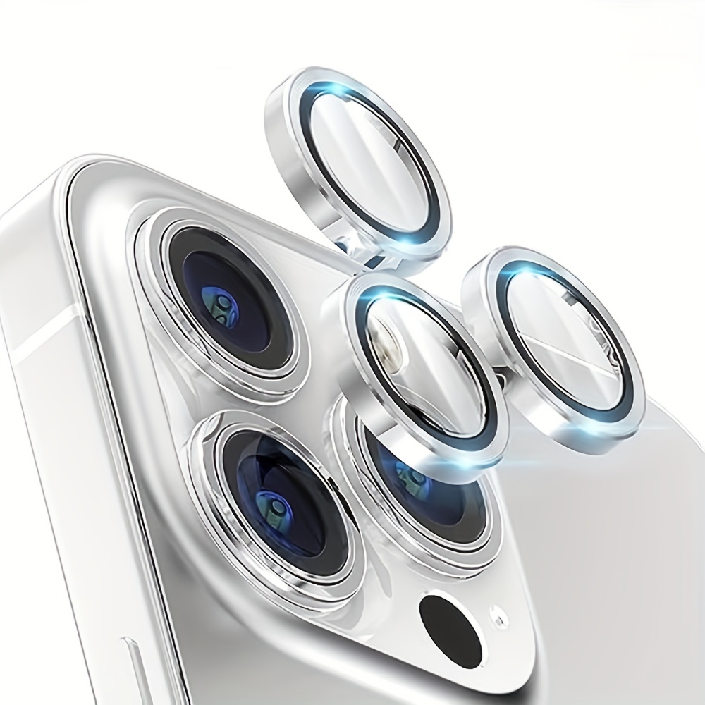 Paquete de 4 protectores de lente de cámara para iPhone 15 Pro Max de 6.7  pulgadas/iPhone 15 Pro de 6.1 pulgadas, cubierta de cámara de vidrio
