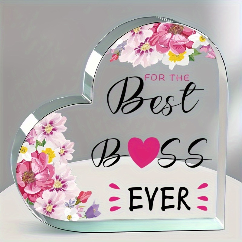 Boss Lady Gifts for Women with Wood Base 4.7 x 4.7'' Acrylic Boss Office  Desk Decor Promotion Gifts Best Boss Birthday Gifts Appreciation Gifts for