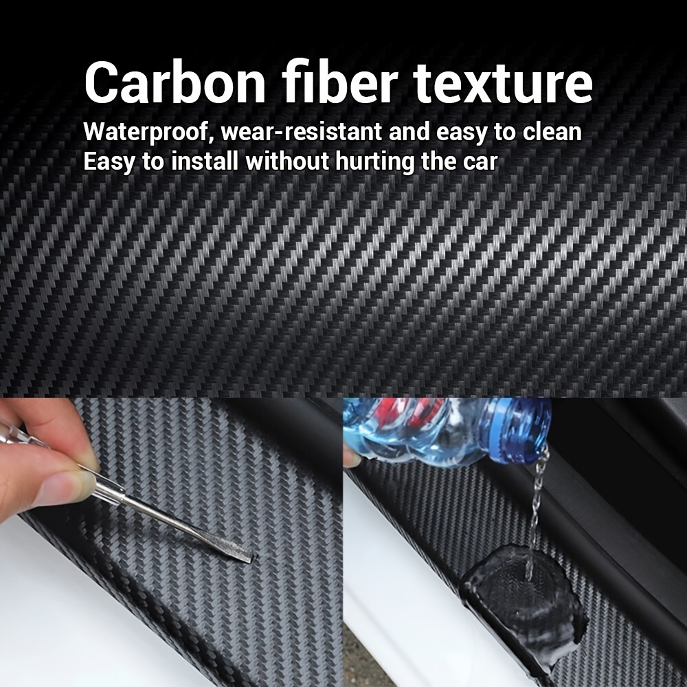 Carbon Fiber Door Silicone Sticker Scratch Resistant Matte - Temu Japan